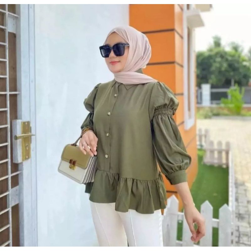 SELVI BLOUSE / atasan terbaru / atasan lengan balon / moscrepe