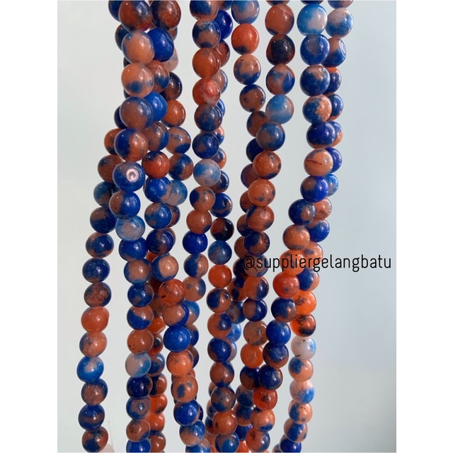 bahan batu import cloisonne 8mm round stone beads natural biru orange