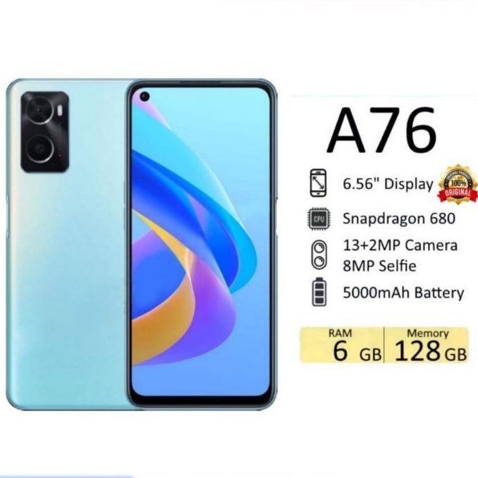 HP OPPO A76 A 76 RAM 6 6GB ROM INTERNAL 128 128GB 6/128 GARANSI RESMI ORIGINAL ASLI 100% BARU NEW