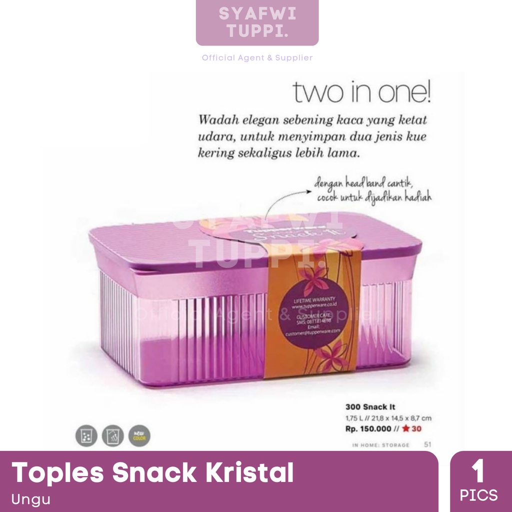 Toples Snack Kristal 2 Sekat/ Tempat Box Cemilan Kue Keripik Crystal - Snack It warna  Ijo ,ijo tosc