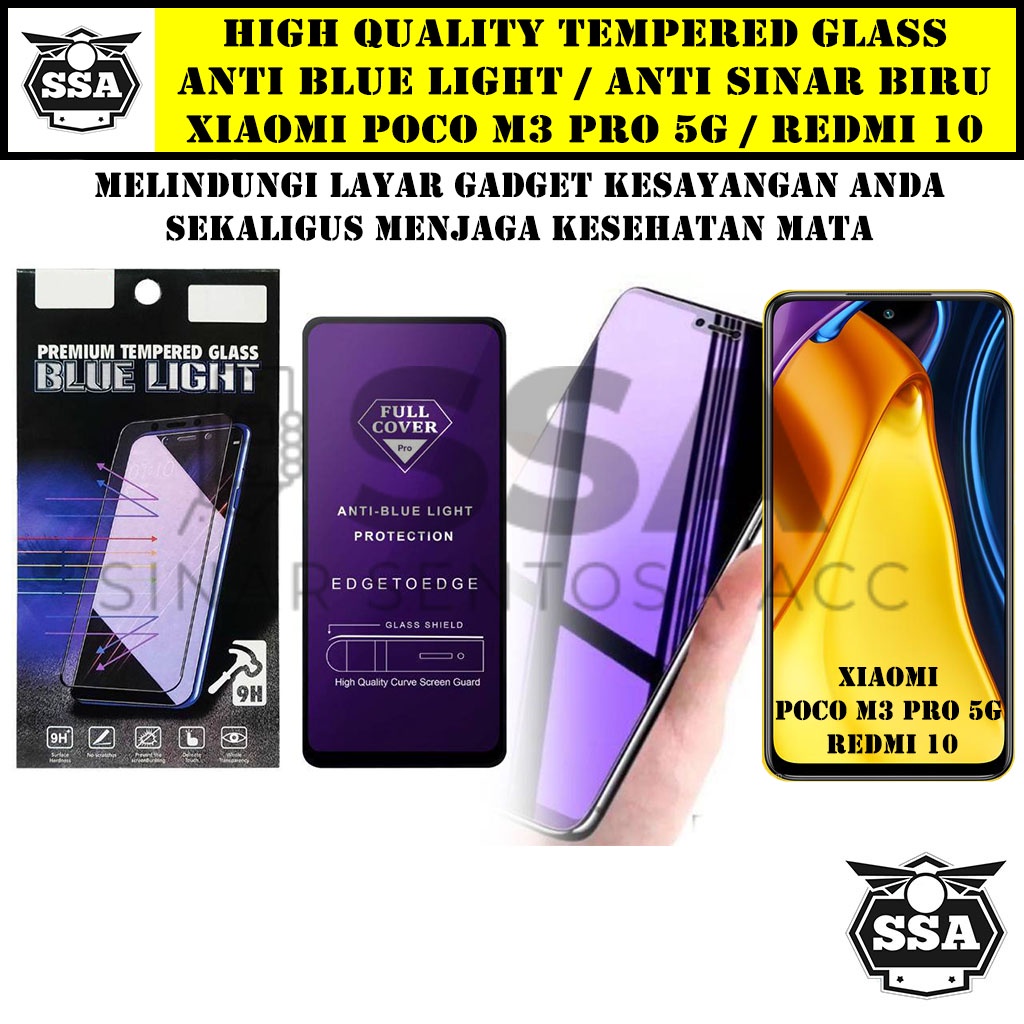 Tempered Glass Xiaomi Poco M3 Pro 5G Redmi 10 Anti Blue Light Anti Sinar Biru Ori Original Hp Pelindung Layar Temper Anti Lecet Gores TG Murah Berkualitas