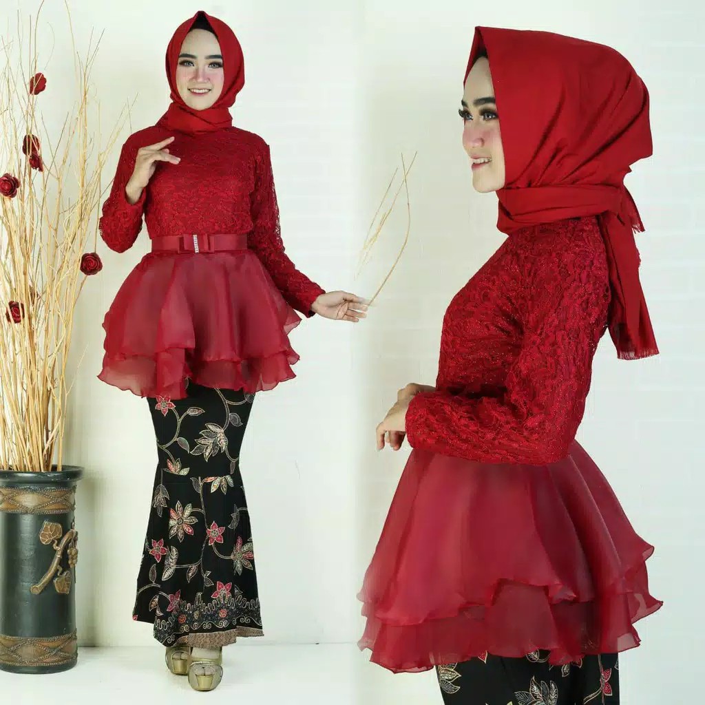 KEBAYA BRUKAT KOMBINASI ORGANZA FULL FURING ROK DUYUNG/KEBAYA NABILA/KEBAYA NAURA/KEBAYA WISUDA