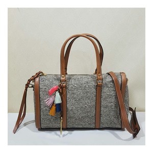 TAS FOSSIL ORIGINAL - FOSSIL KENDALL SATCHEL CANVAS NEUTRAL MULTI