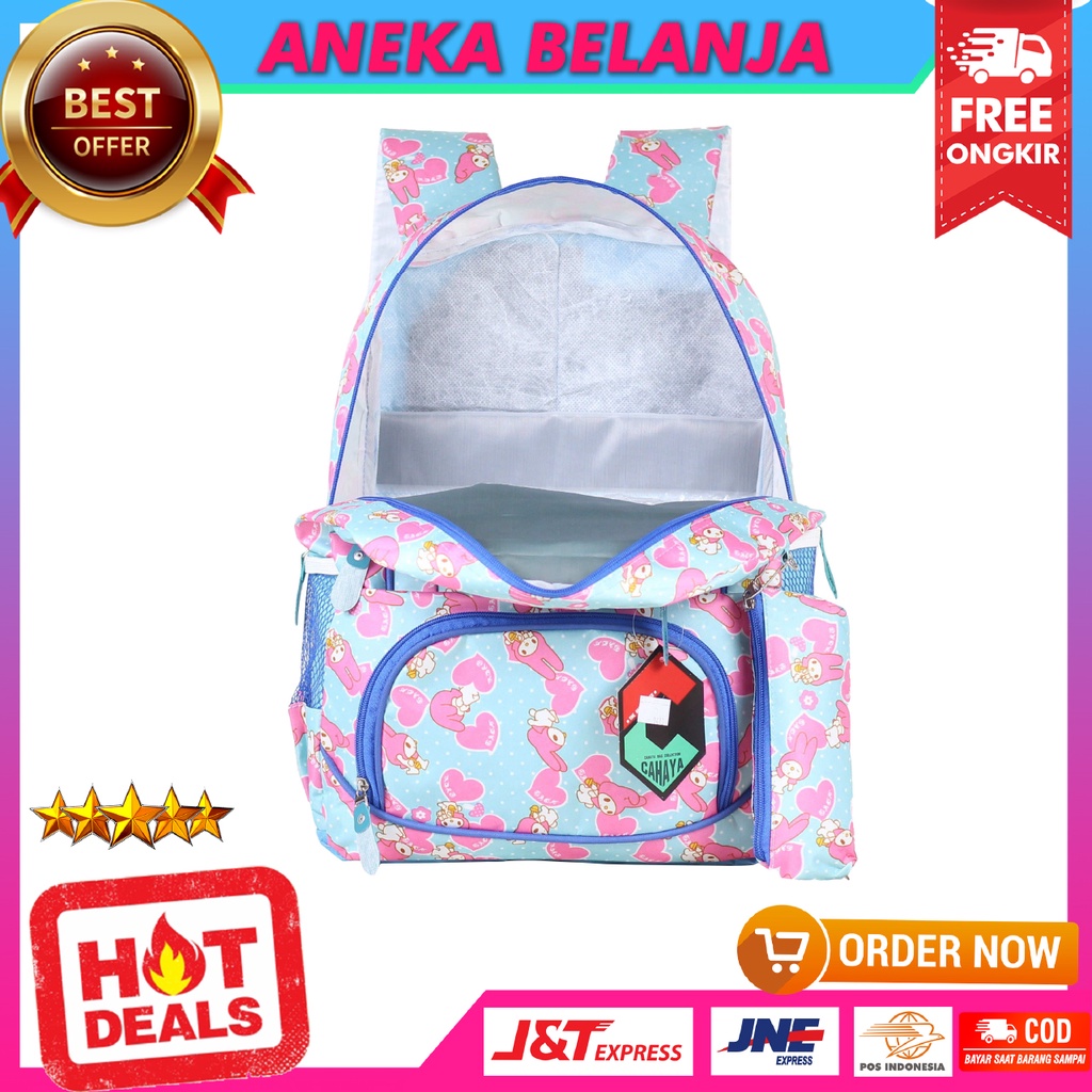 Tas Ransel Cewek Cahaya Boneka Pink Biru Tas Sekolah Murah Model Kekinian Berkualitas Free Raincover