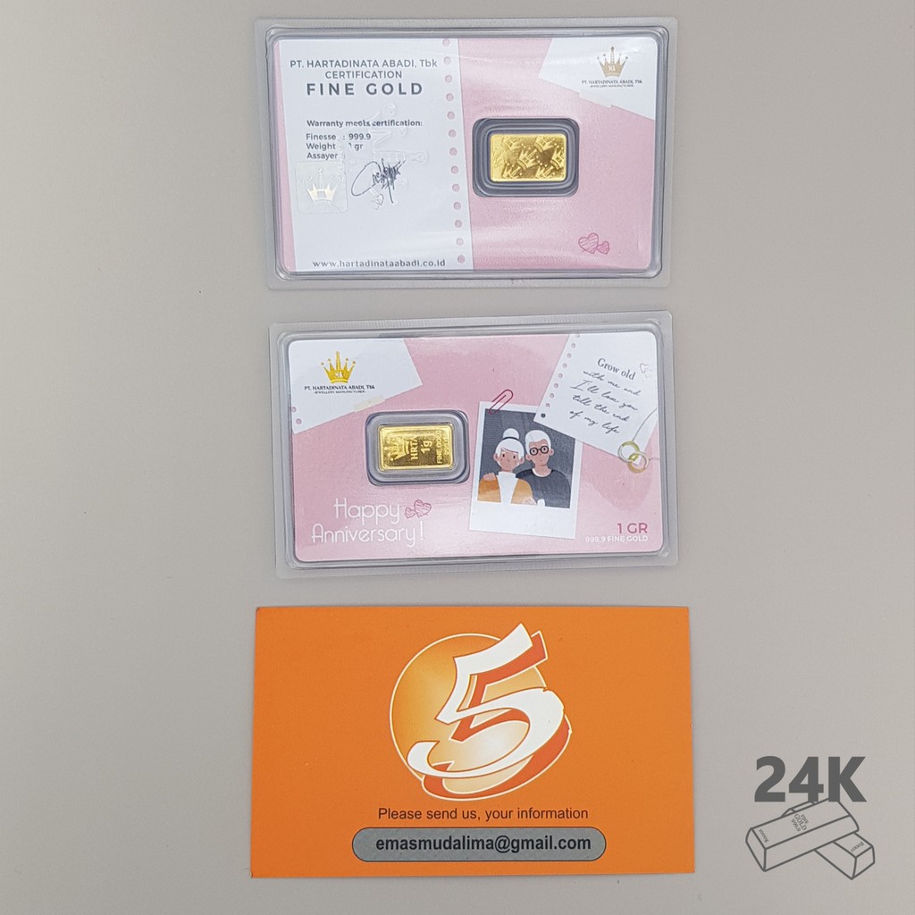 LM Emas Logam Mulia Hartadinata Edisi Happy Anniversary 1 Gram (1) Gift Series ACC LM HT Gold size m