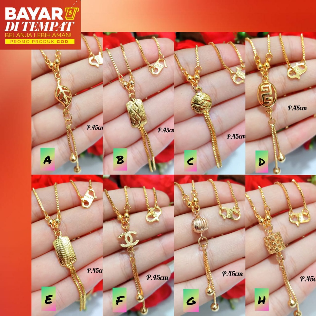 Kalung Dewasa koye Jurai motif plat ukir elegan perhiasan emas Hongkong tidak karat