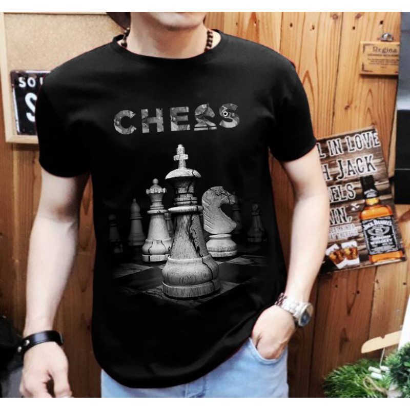 kaos cowok keren motif catur chess