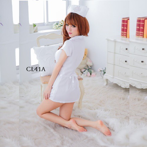 [LIMITED STOCK] LINGERIE SEXY KOSTUM COSPLAY LINGERIE PERAWAT SEKSI PUTIH CL41A