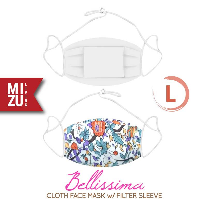 [SALE] MIZU BELLISSIMA Cloth Face Mask Masker Kain Corak Bunga 3Ply Sarung Filter NON-MEDIS REUSABLE-L