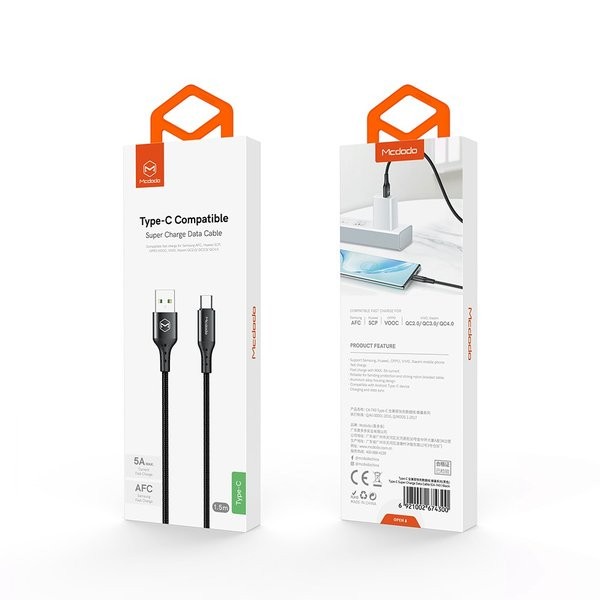 MCDODO CA-743 KABEL CHARGER USB TO TYPE C CABLE SUPER FAST CHARGING 5A XIAOMI SAMSUNG OPPO