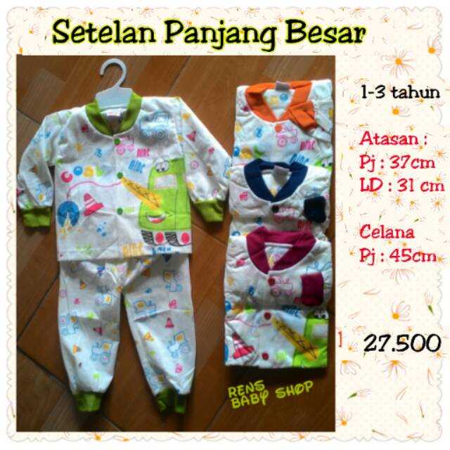 Tralala baju tidur kancing depan setelan panjang sleepwear anak bayi