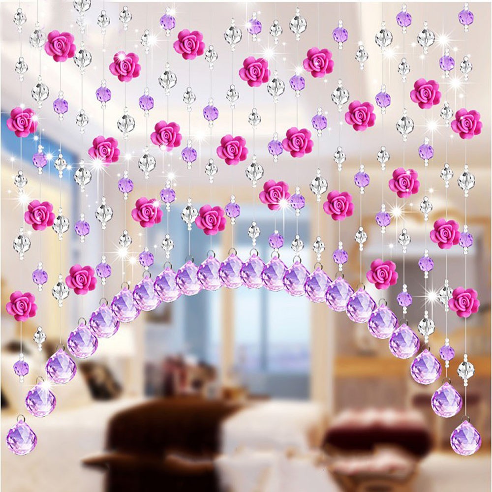 Crystal Glass Rose Bead Curtain Living Room Bedroom Window Door
