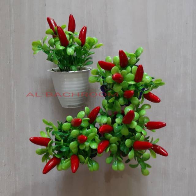 RB6072 CABE-CABEAN POT TAWON 7CM BUAH HIAS DAUN PLASTIK ARTIFICIAL