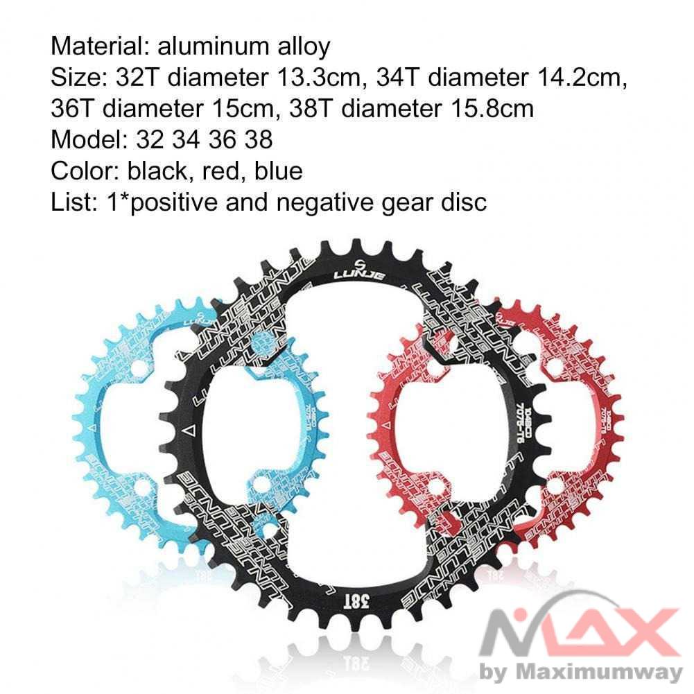 LUNJE Gigi Sprocket Sepeda Chainring Aluminium Round 32T - 104BCD Warna Hitam