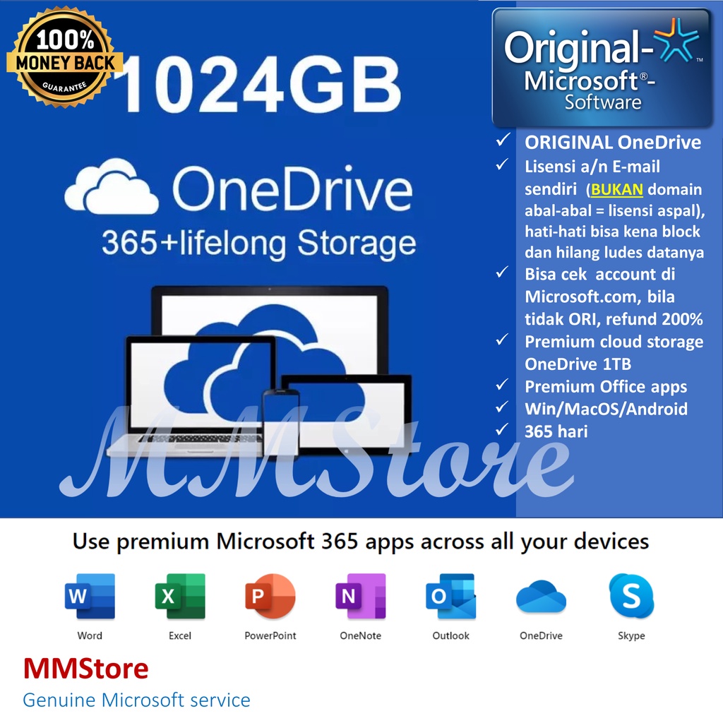 Onedrive 1TB resmi email sendiri 12bulan