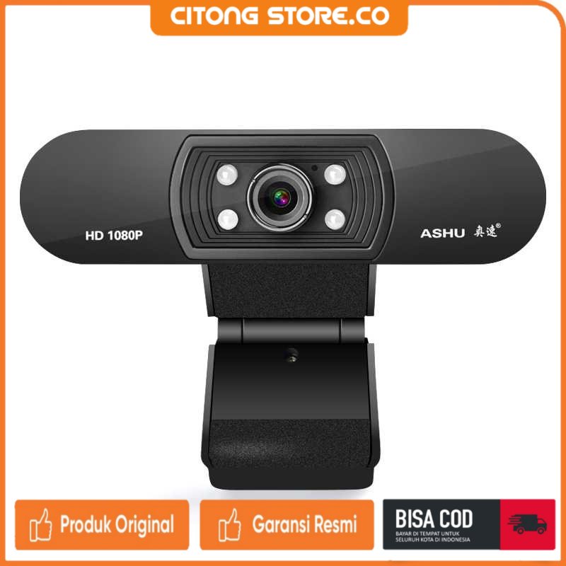 Webcam Desktop Laptop Murah ASHU HD Webcam Desktop PC Laptop Video 1080P Mic + LED Light H800