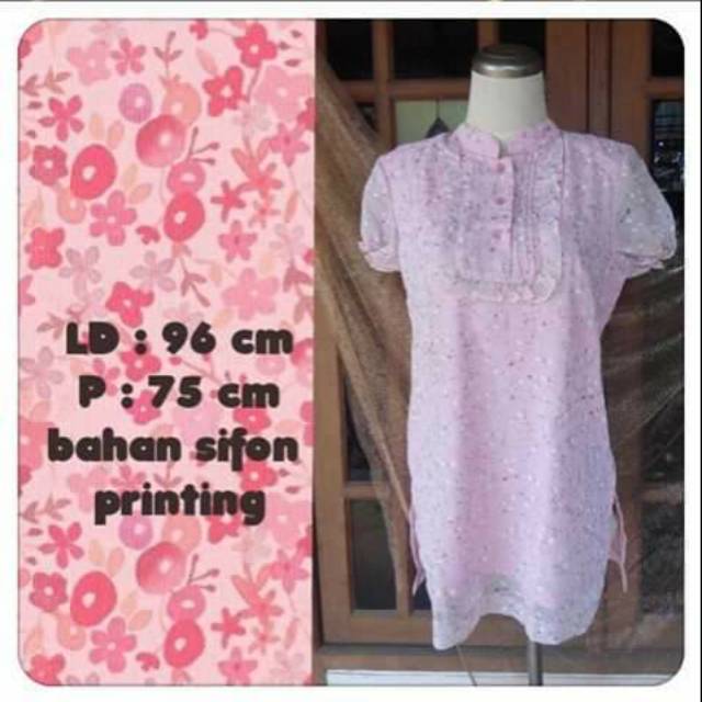 Atasan sifon pink bunga