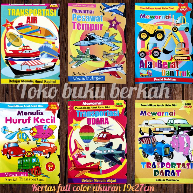 buku seri paud mewarnai trasportasi full colour 32 halaman 19x27cm