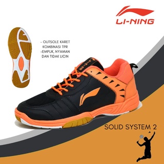  Sepatu  Badminton Pria Lining  Saga  Lite Biru Orange Hitam 