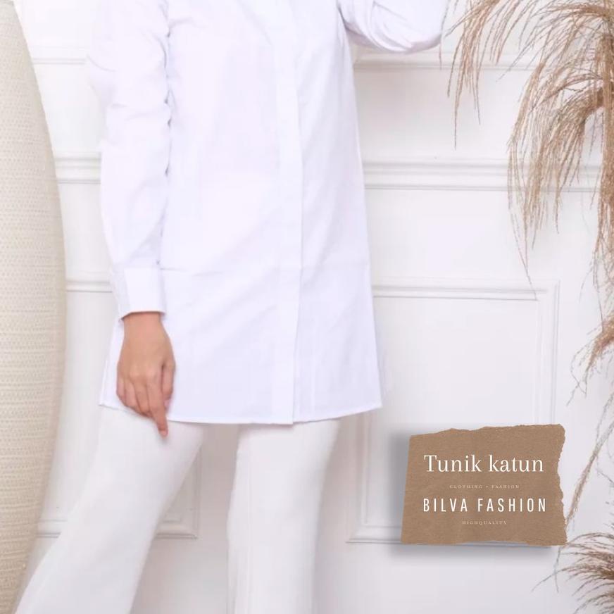 ✻ Kemeja Tunik Putih H&M / Atasan Polos Wanita Lengan Panjang Premium / Kemeja Tunik H&M Putih Polos