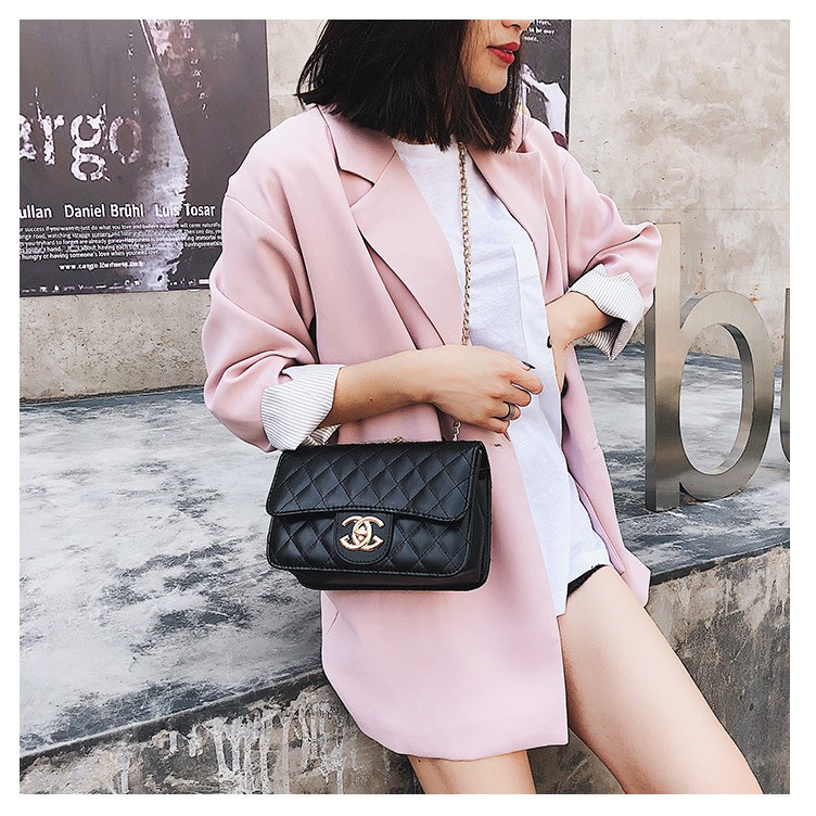 TAS SELEMPANG WANITA PESTA TALI RANTAI KULIT HITAM DABAGA TA279B5 REMAJA KOREA TERMURAH BATAM