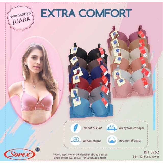 Bh | Bra bigcup/ Cup B SOREX 3262 Extra Comfort pakai Kawat dan Busa Tipis