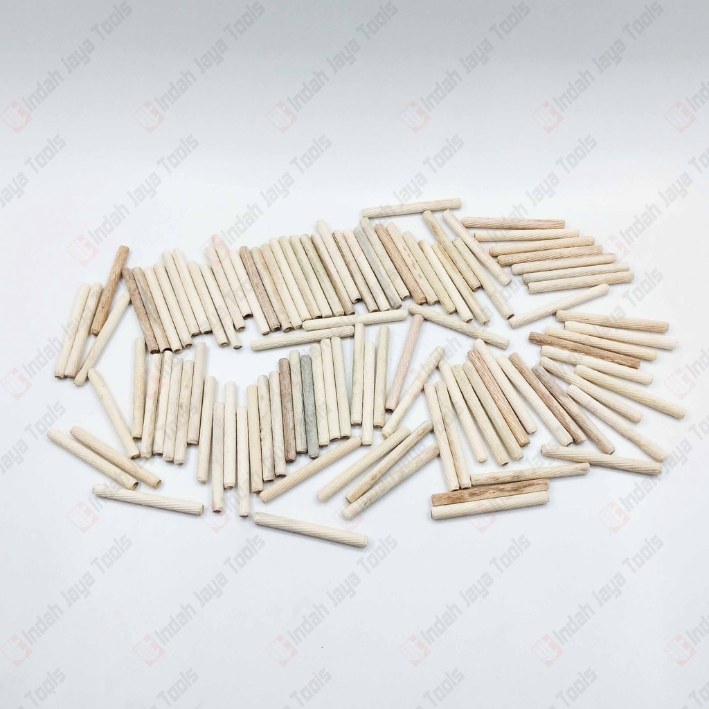 DOWEL Kayu Ulir 8 x 80 MM 100 Pcs Pen Sambungan Stik Kayu Bulat