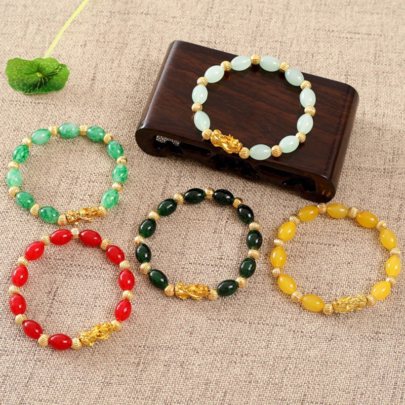 Gelang Manikmanik Batu Obsidian Feng Shui Warna Gold Untuk Priawanita