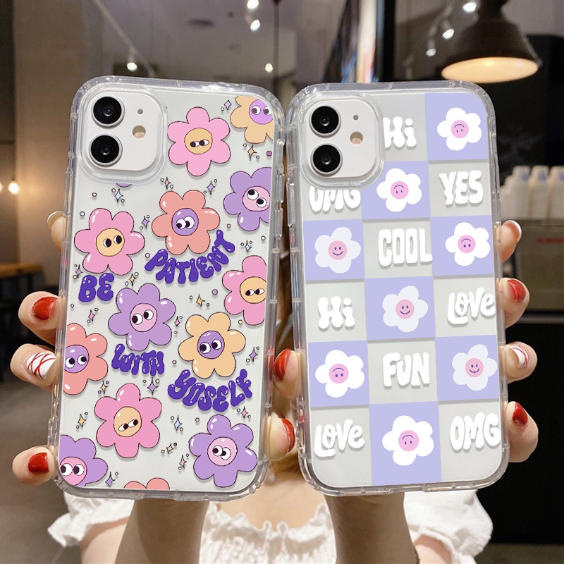 REALME Case Desain Bunga Sunny Untuk OPPO A74 A54 A94 A93 A57 A59 A8 A83 A9 F1S A39 A15 A15S A53 A32 A33 S A37 A35 A16 A16S A54S A52 A9 A7 2020 A7