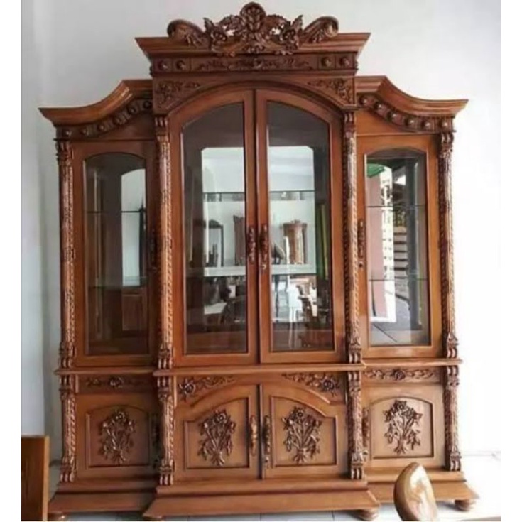 lemari hias jati pintu 4/lemari hias sakura jati solid