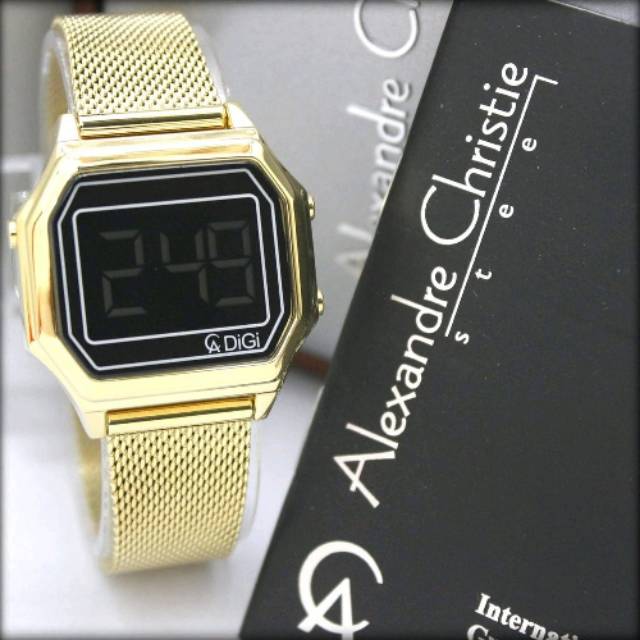 Alexandre Christie 9222 gold jam tangan wanita digital rantai pasir model terbaru