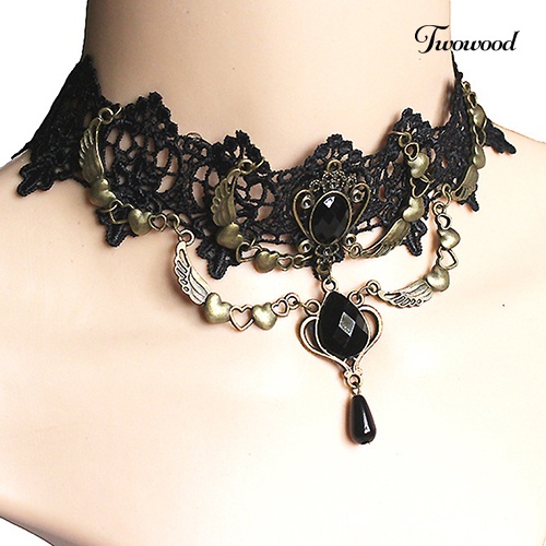 Kalung Choker Bahan Lace Gaya Vintage Gothic Untuk Wanita