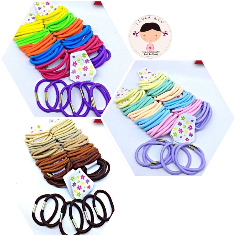 ikat tali kuncir rambut cacing 72pc grosir lusinan-Warna