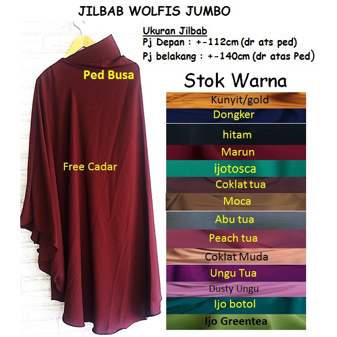 Jilbab wolfis Jumbo ( XXXL)