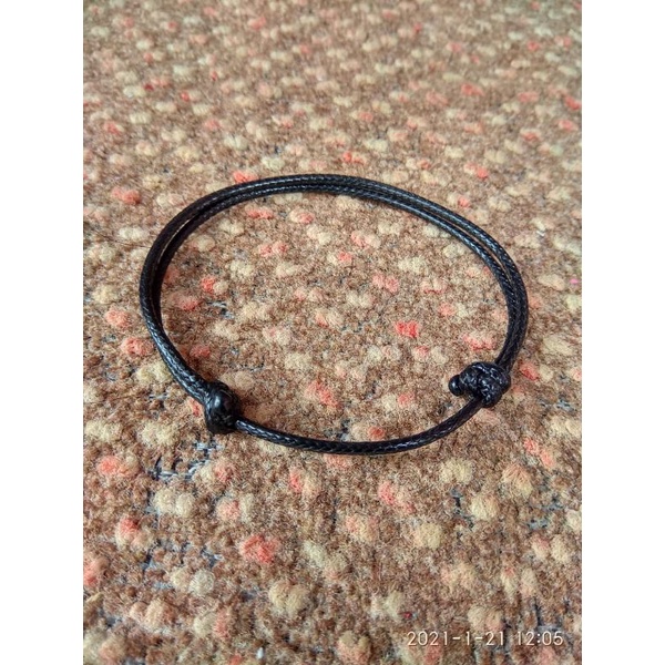Gelang tali hitam polos waterproof | tali korea | bukan satin | bukan gelang tali prusik