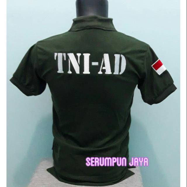 KAOS KERAH TNI AD - KAOS TNI AD HIJAU ARMY - KAOS POLO TNI AD HIJAU ARMY FULL BORDIR