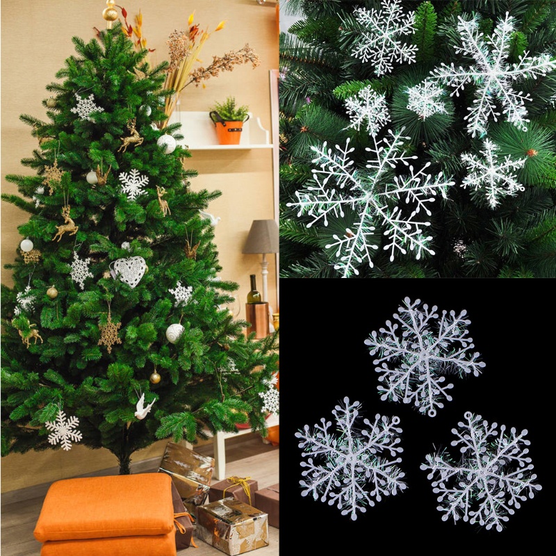 Zzz 3pcs Ornamen Snowflake Putih Pohon Natal Deco Festival Decortion