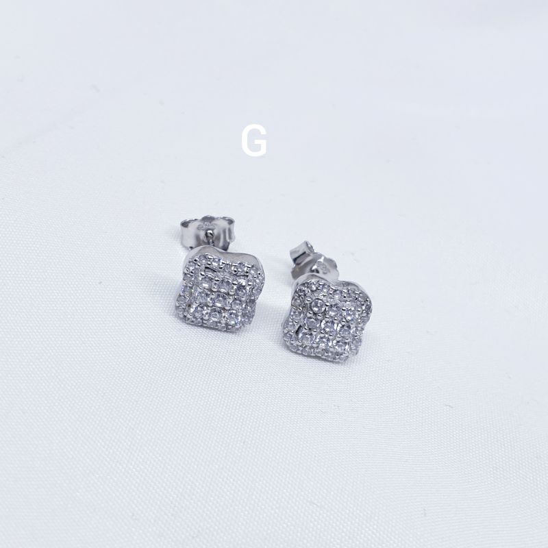 Giwang silver asli 925 mata zircon lapis mas putih