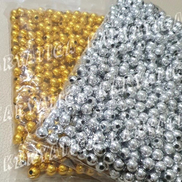 Mote / Manik Mutiara Bulat 10 mm Emas / Perak (450 gram)