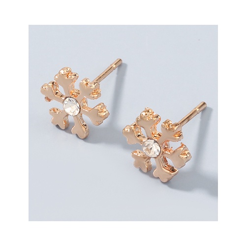 LRC Anting Tusuk Fashion Gold Color Snowflake Christmas Series Alloy Snowflake P35738