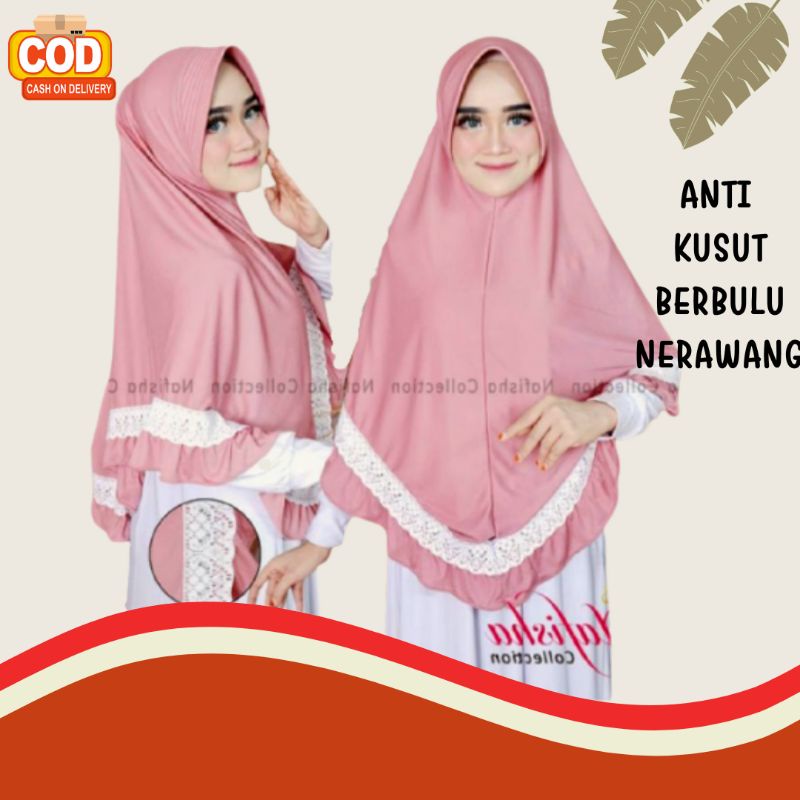 Jilbab Instan Jumbo Kerudung Instan Jumbo Hijab Instan Jumbo Murah Renda Rempel Besar