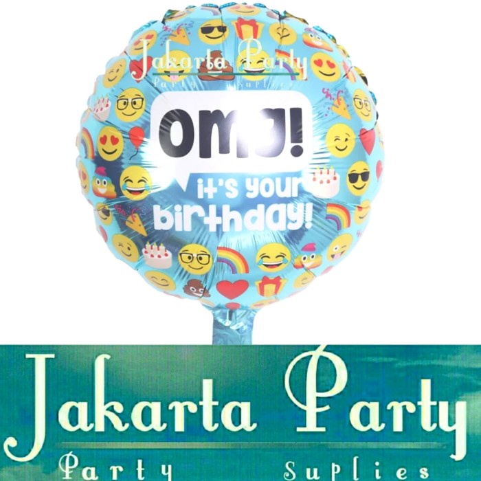 Balon Bulat Emoticon / Balon Foil Happy Birthday / Balon Motif Emoji