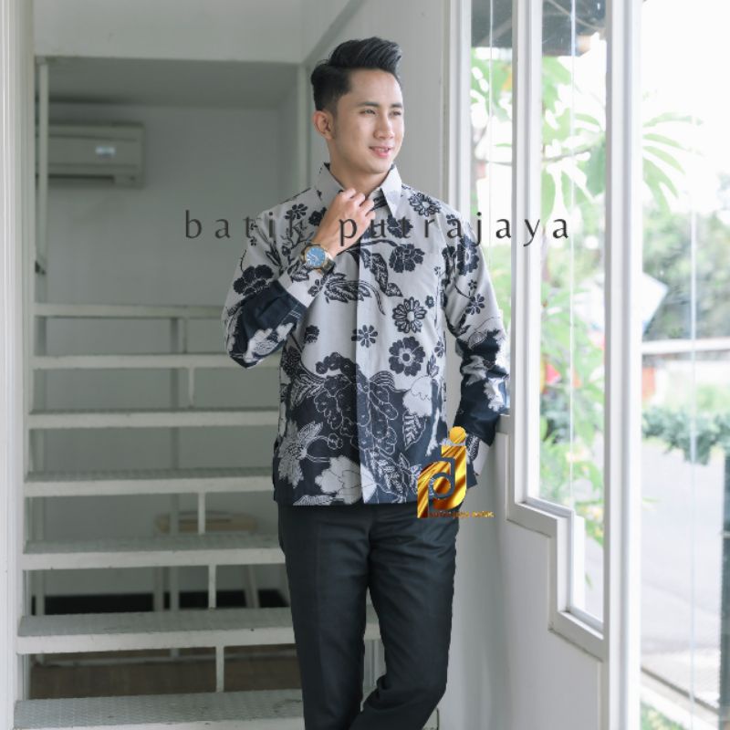 BUNGABU Kemeja Baju Batik Cowok Lengan Panjang Furing Modern-1