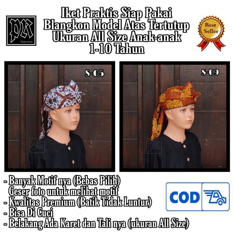 Iket Bendo Blangkon Motif Batik ukuran anak - anak praktis blangkon anak blangkon ukuran anak