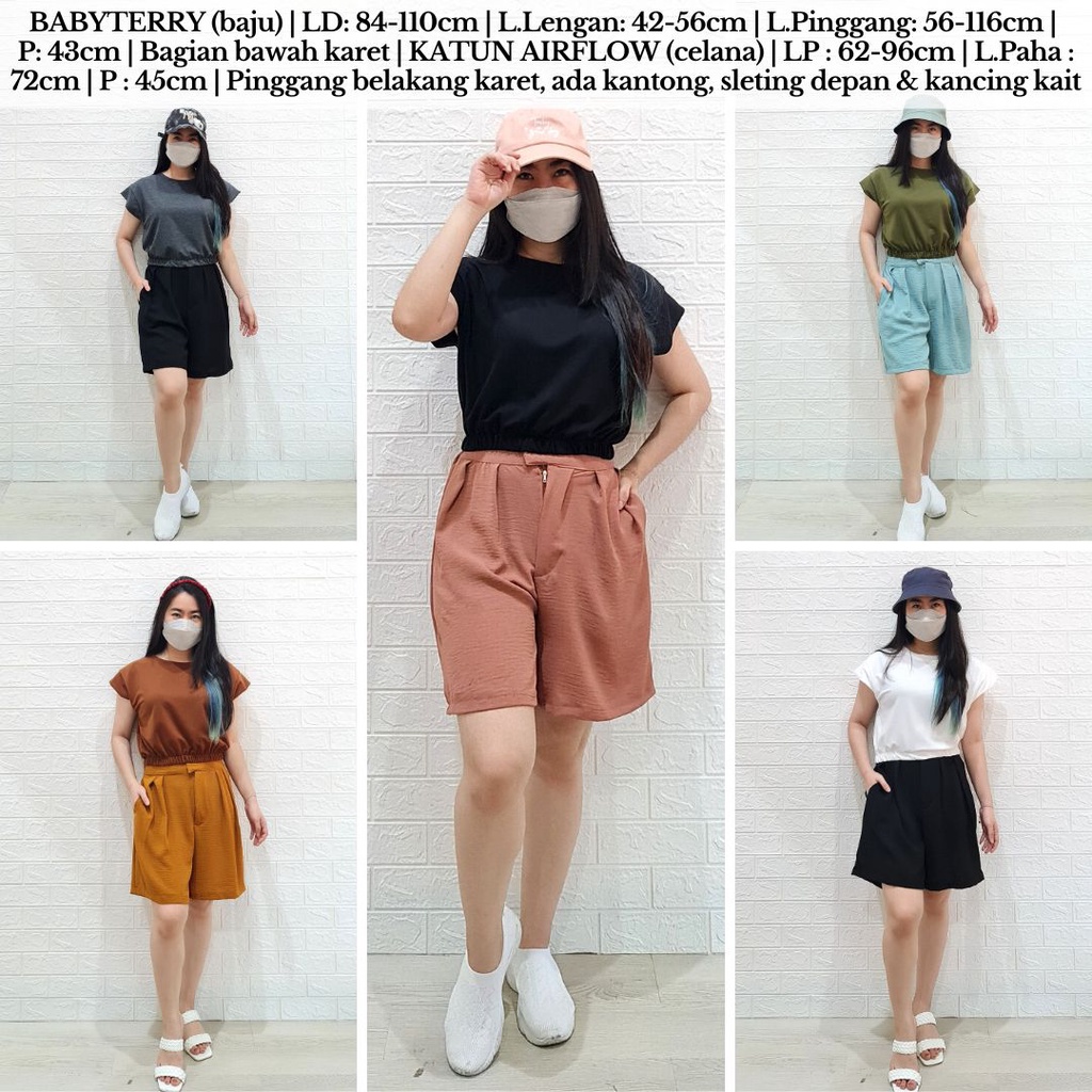 4379 diversink short one set two tone stelan pendek polos