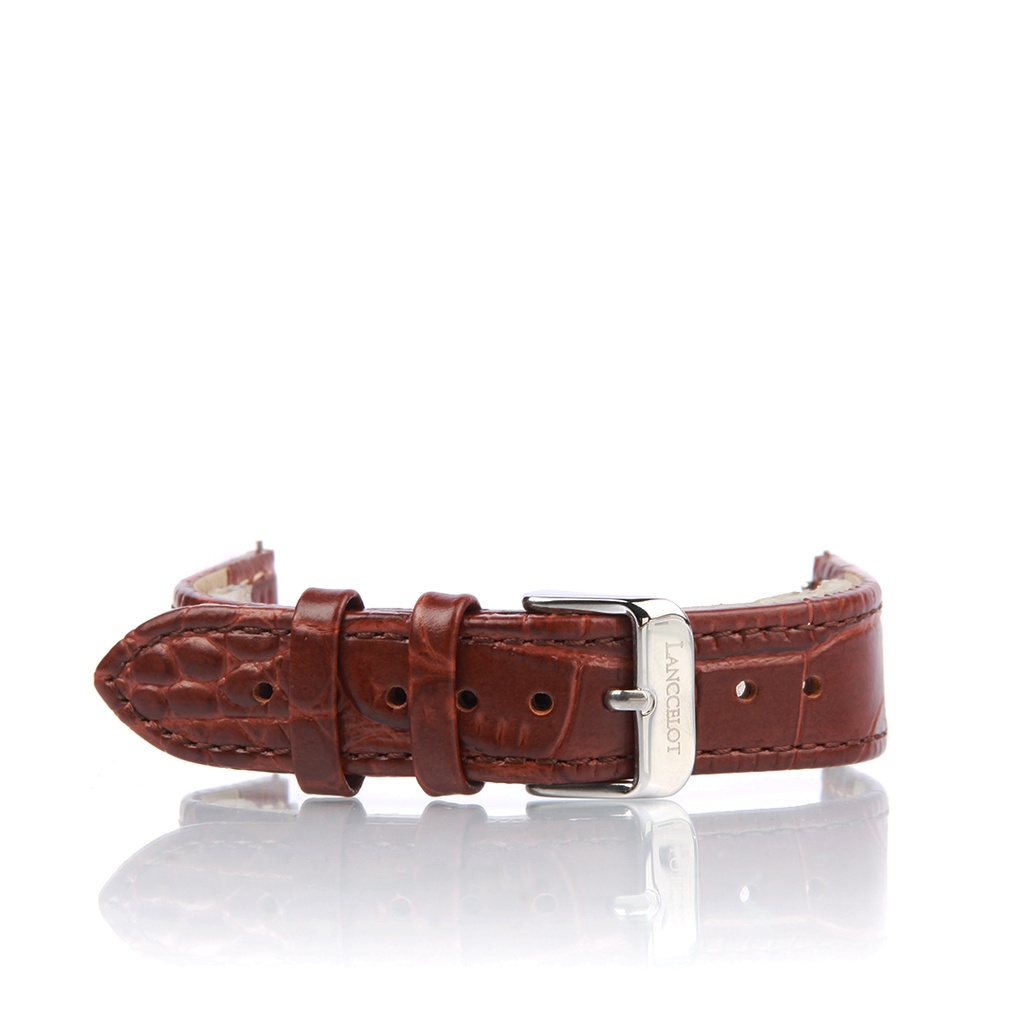 Strap (18mm) Crocodile P Dark Brown B Silver Lanccelot