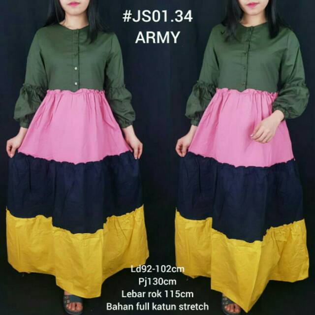 #JS01.34 GAMIS RAINBOW RAMPLE TANGAN TROMPET GAMIS WARNA WARNI KEKINIAN GAMIS TEROMPET GAMIS KATUN