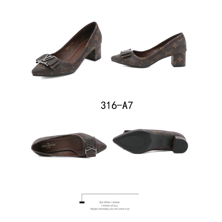 Logo Bow Block Heels Pumps in Monogram #316-A7