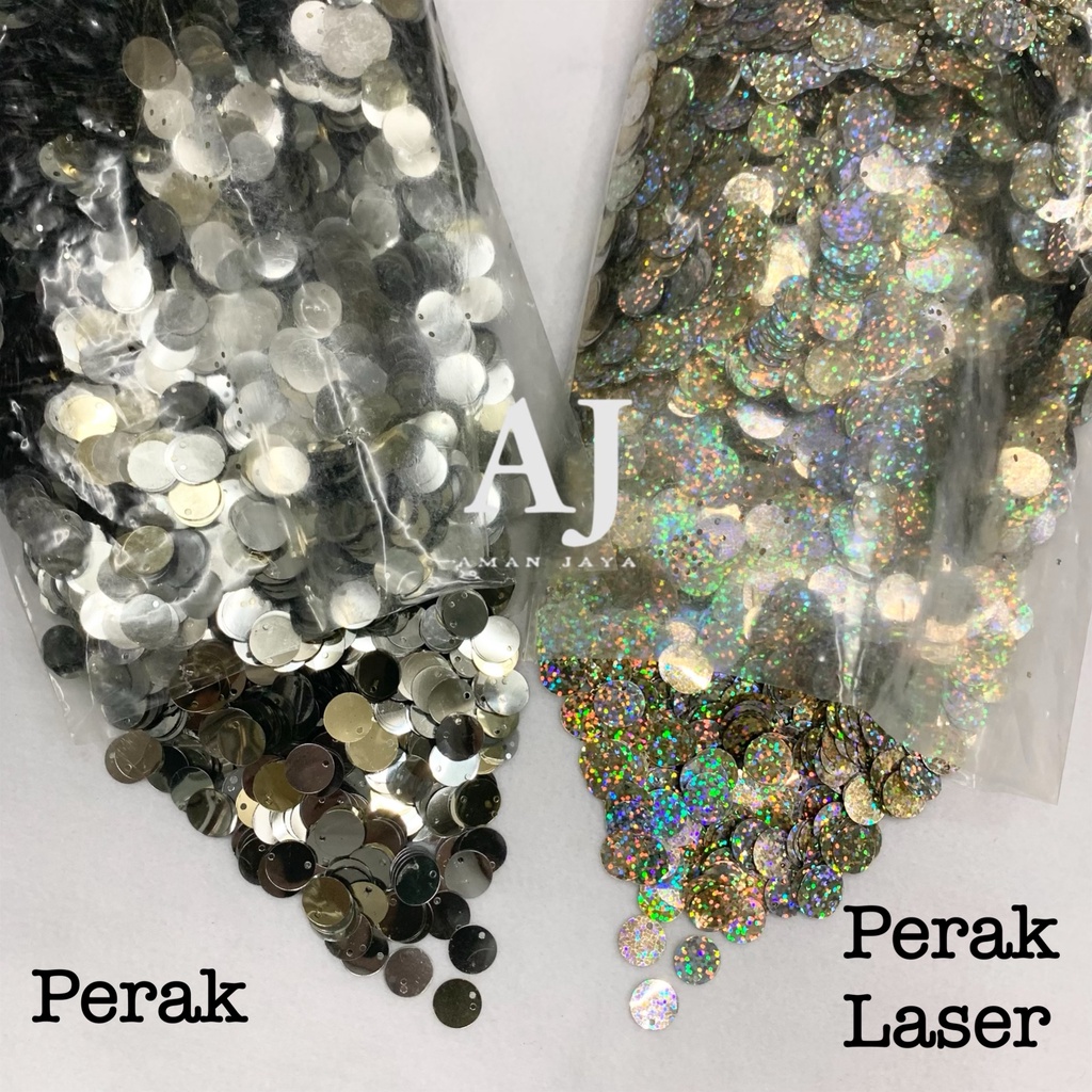 Payet Ramboci Bulat Manik Perak Silver Laser 12mm
