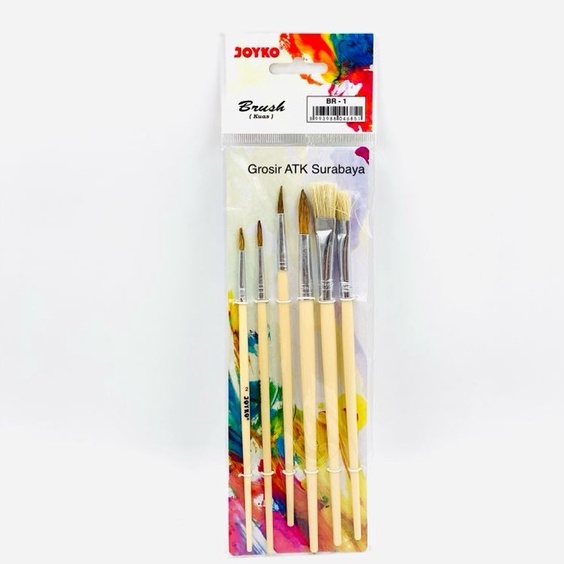 

( DAPAT 1 SET ) KUAS GAMBAR SET JOYKO BR-1 / Kuas Lukis Cat Air Acrylic Set Joyko 6 Kuas BR-1